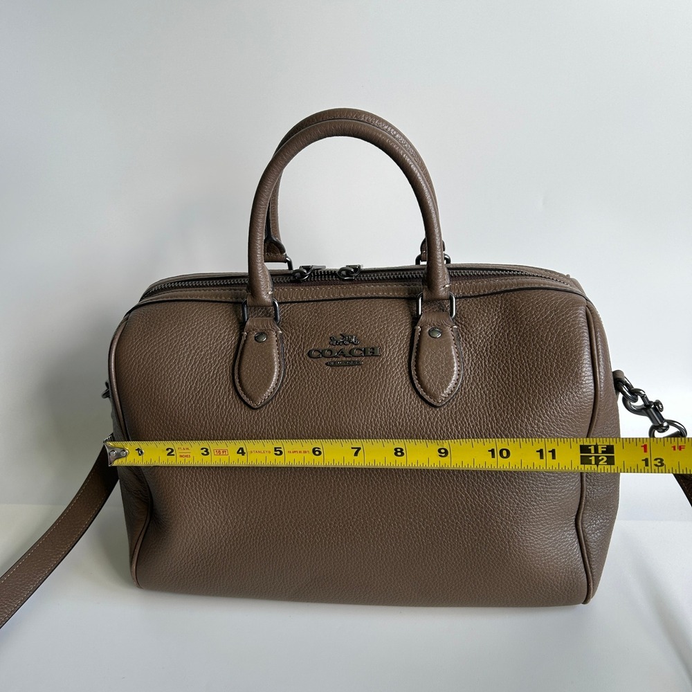 Coach Large Rowan Satchel Dark Stone Pebble Leather Bag CV960 - Picture 10 of 12